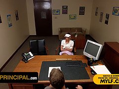 Sydney Paige & Klepto stepdaughter in a filthy office roleplay with a naughty Principal