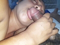COCK INSIDE, A LATINA learning to SUCK cock