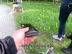 Sofia Lee gets caught stealing goods in the park and punished with rough sex and doggystyle