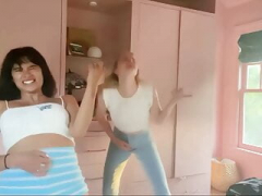 Diane Guerrero & hot blonde friend dancing