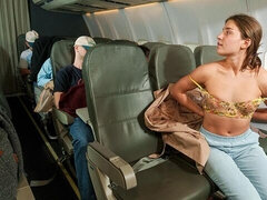 Beautiful big-ass chick Sara Heat is touching herself on a plane