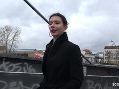 GERMAN SCOUT - ART STUDENT COLLEGE TEENAGE TALK TO ASSFUCKING AT STREET CASTING - Cum Load