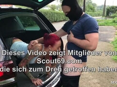 Real Outdoor Fuck on car park - German Redhead Teen Hooker Sex for Cash with Stranger