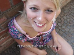 Blond, Sperma shot, Tsjechisch, Europees, Geld, Buiten, Prostituee, Geschoren