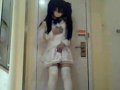 white kigurumi masturbating