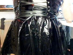 Latex Crossdresser Anal workout with huge Buttplugs
