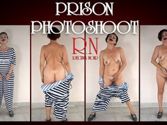Photographing in prison. The detained lady is a prisoner of the prison. Cosplay. Full video