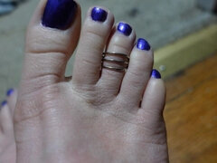 Toe Wiggling with Toe Ring and Purple Toenails