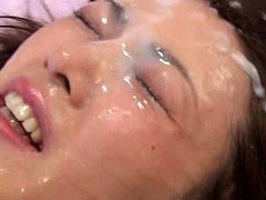 blasting goo on her eyes and moreover forehead!!!