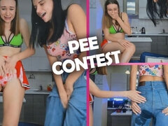 Desparate Pee Contest From Hot Lesbians