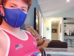 Hot Wrestler Boy Creams All Over His Singlet