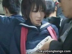 Asiatic Schoolgirl Fingered in Public!