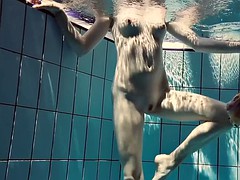 excuisite euro girl lera swimming and undressing underwater