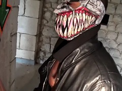 Sportswoman assfucked by masked stud in leather jacket