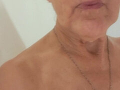 Mature Granny Taking a Steamy Shower