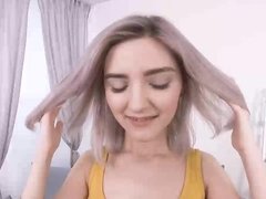Sweet blonde Tiny Teen solo masturbation VR