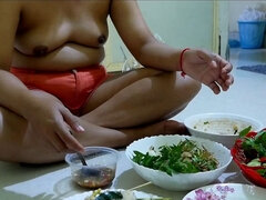 Bellystuffing Asian Girl Growing Food Stripteas