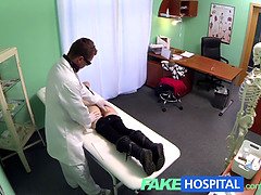Petite emo chick with a tight pussy makes doctor blow like a pro in fake hospital exam
