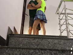 College Students Fucking on Stairs