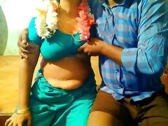 Tamil Jasmine Flower Aunty Pressing Big Boobs