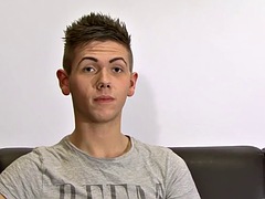 Young British twink Lloyd Adams masturbates after interview