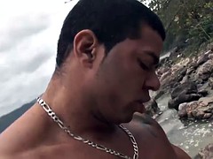 enjoy two horny brazilians fucking bareback on the beach