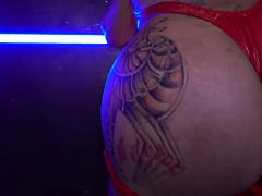 Tattooed trans latina gets her big ass drilled after sucking