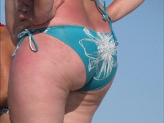 Coquettish BIG BEAUTIFUL WOMAN Mom On The Beach In Thongs Bikini