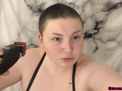 All Natural Babe Films Head Shave For First Time - Big tits