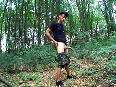 Middle Eastern Thick Cock Summer Forest Jerk off, Showing Cum on Hand