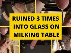 Close up Ruined Multiple Times Into a Glass on the Milking Table