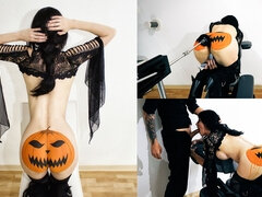 Halloween video 2022 - fucked by my anal sex machine until I piss with pleasure and throat pie blowjob