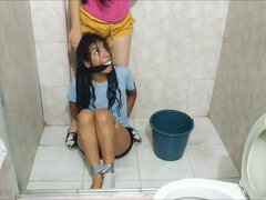 Degrading Her Stepsister: Tape Bound, Wet Sock Gagged and Seriously Humiliated!