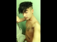 Twink Piss Through Sounding Tube at the College Bathroom - Cock Sounding