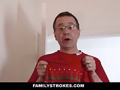 Riley Mae gets a rough Christmas fuck from her stepbro while her family is home!