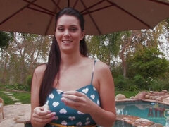 Buxom Brunette Alison Tylor Gets Personal in This Poolside Interview