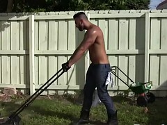 Daddy bear fucks his tattooed mature gardener