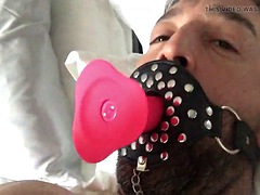 Long milking with gag and cum swallowing