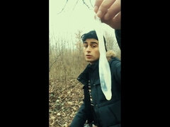 Middle Eastern Guy Swallows Cum From Found Friends Condom and Then Big Cums on Eated Condom