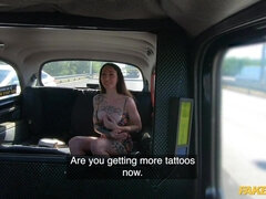 Fake Taxi Tattooed Sexy Brunette fucks The Taxi man By Showing Off Her inked Body - Reality