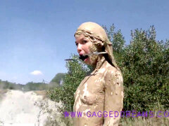 mud decorated beauty ambling in a stone quarry