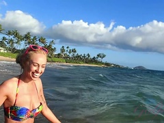 Amatør, Strand, Bikini, Blondine, Kæreste, Pov, Fisse, Ryger