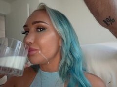 Cock-hungry girl Nina Kayy shows her amazing blowjob skills