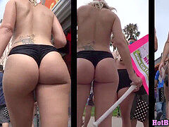 thick butt g-string latina bikini babe exposed hidden beach spy
