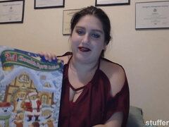 Eating all the Christmas candy! - Teen fatty on webcam in food fetish solo