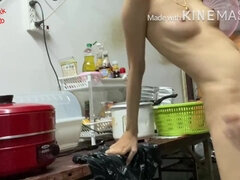 Thai Teenager Cooking with Spicy Stiff Hookup Activity on Kitchen ???? ????????????????????