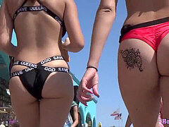 Close Up Bikini Spy gigantic caboose knickers Teens Beach Voyeur HD Vid