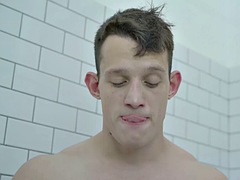 Handsome handsome jerks off in a masturbation session in the shower
