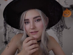 Cute horny witch gets facial and swallows cum - Eva Elfie - Eva elfie