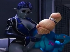 hot big-breasted blonde vs alien shemale (3D)